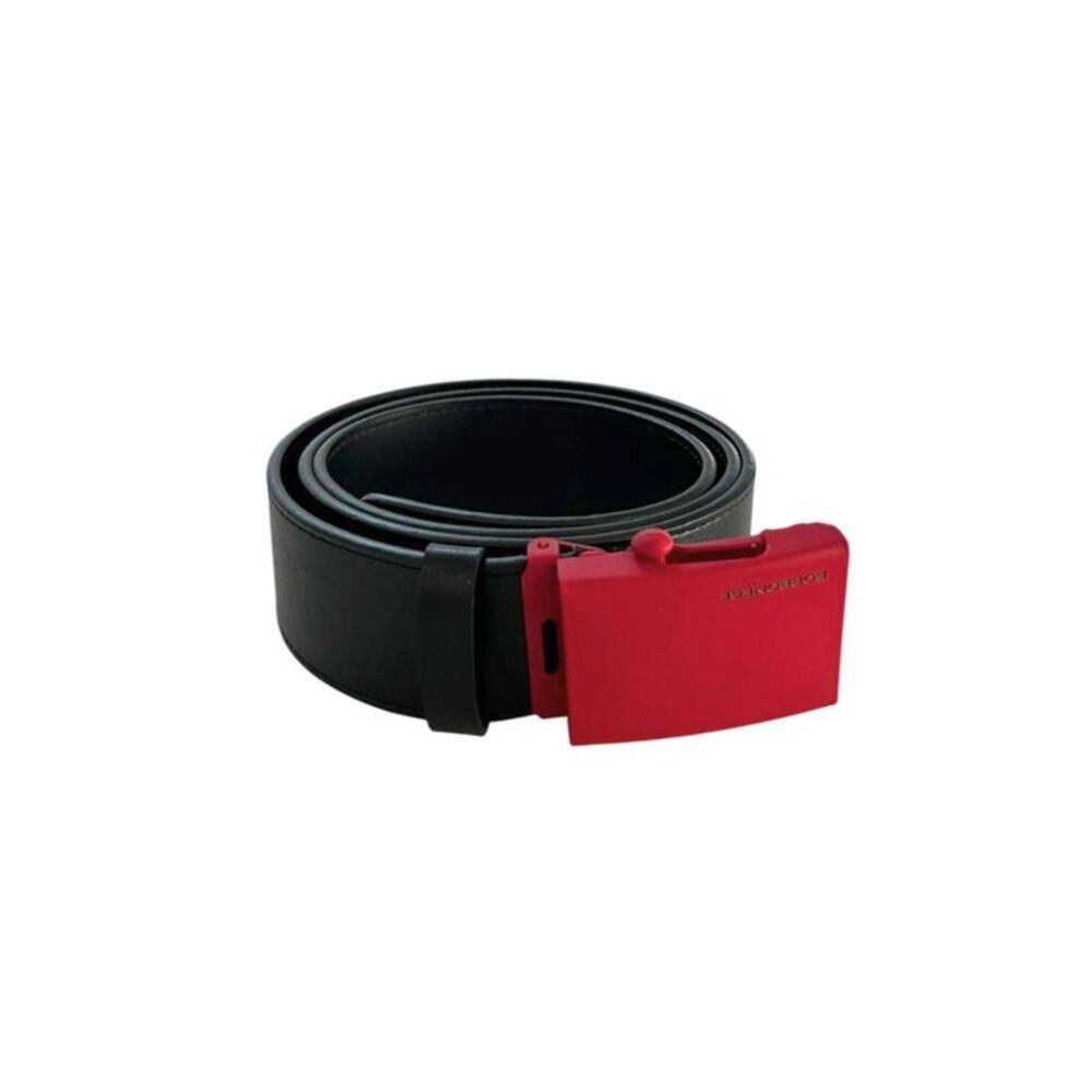 Borbonese Leather Belt with Polished Buckle Men Black Belts